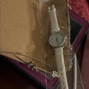Women’s White Watch with Silver Bracelet